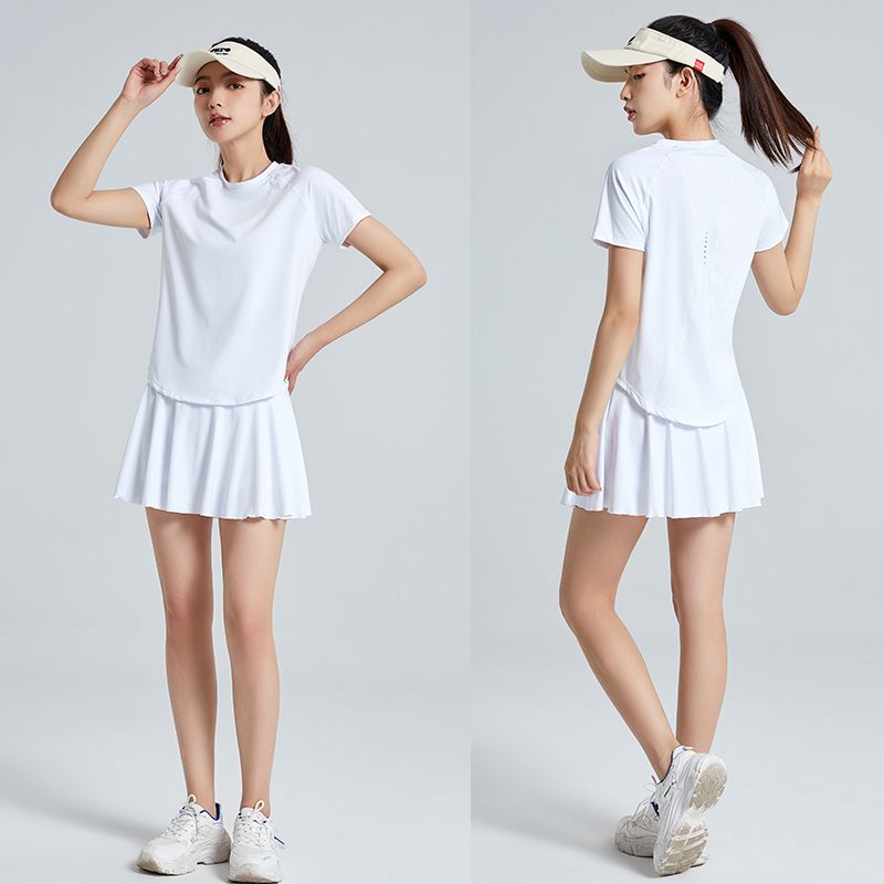 Golf Equipment Set - 2 個テニススカートセット女性夏のスポーツスーツフィットネストップスコートセットゴルフウェアセットスポーツウェア衣装衣装フィットネス服