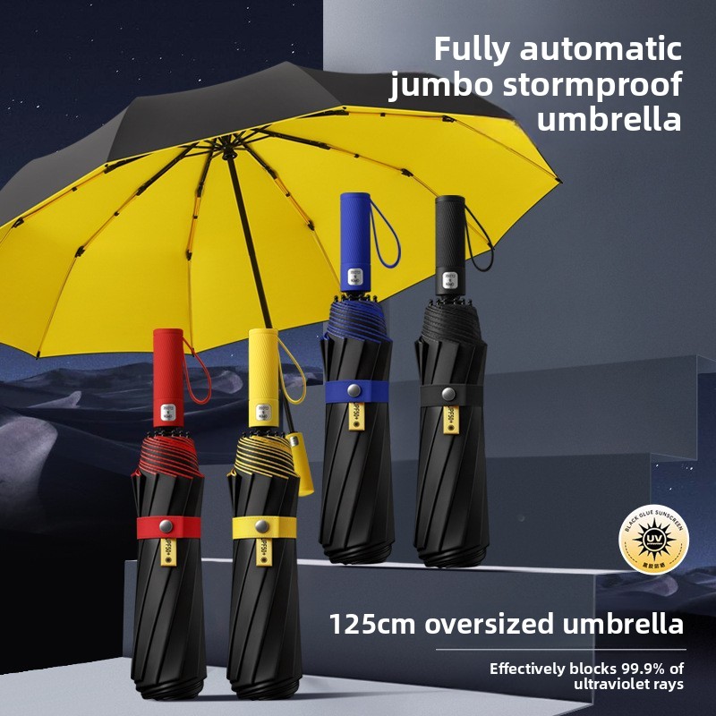 Golf Umbrella Large - 125CM三つ折り二層二重キール超大型メンズ傘日傘折りたたみ式雨傘屋外日常用