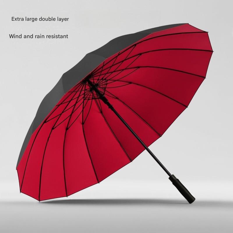 Golf Umbrella Large - 30インチ16本骨自動開閉式二重構造ゴルフ傘ロングハンドルストレート傘大型耐風雨傘