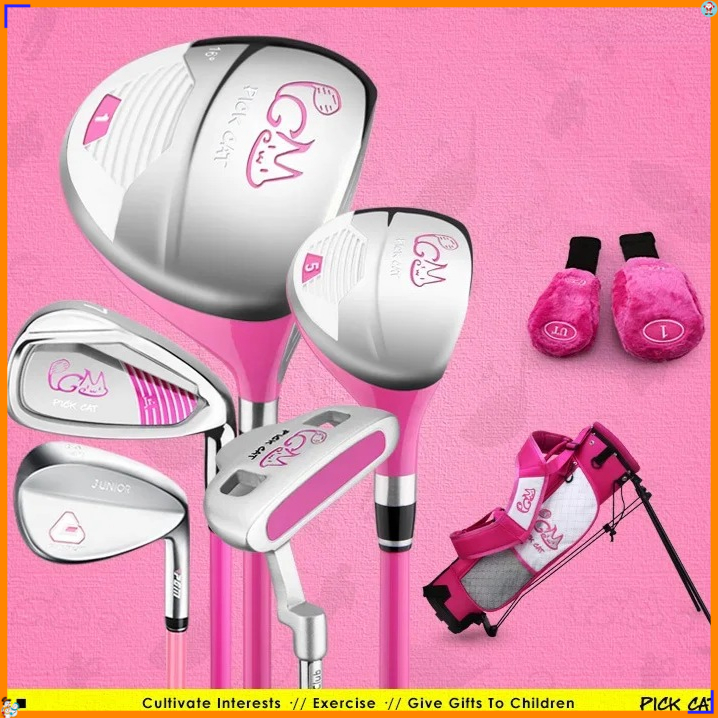 Golf Club Iron Set - 3歳から12歳までの男の子と女の子向けのキッズゴルフクラブセット、グラファイトシャフト、ジュニア初心者トレーニングキット、ウッド、アイアン、パター、ゴルフバッグ付きギフト