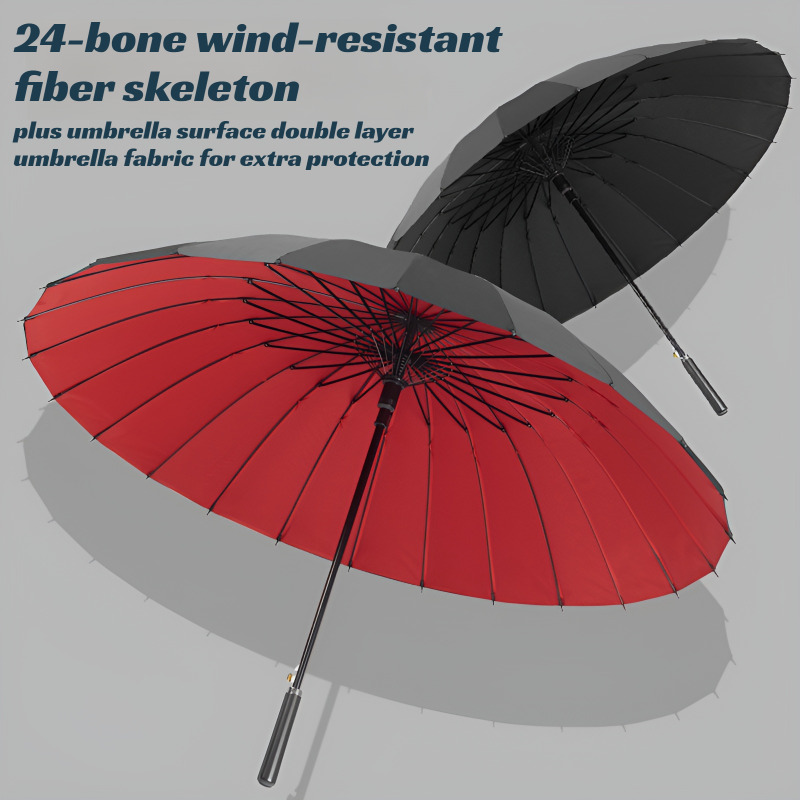 Golf Umbrella Large - 特大24本骨二重層傘 メンズロングハンドルストレート傘 大型強化厚手