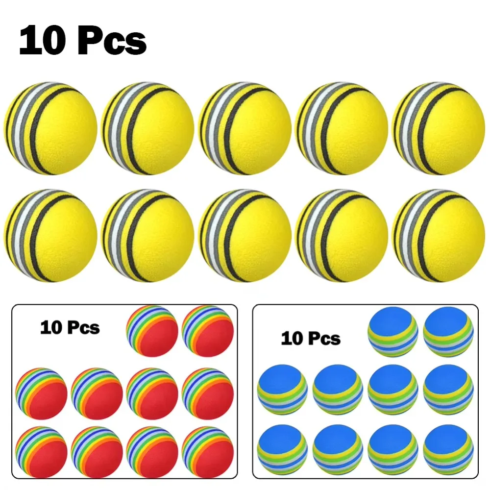 Golf Exercise Equipment - 10個入り 35mm ゴルフ練習用フォームボール - ソフトレインボースポンジスイング練習器具 屋内屋外兼用