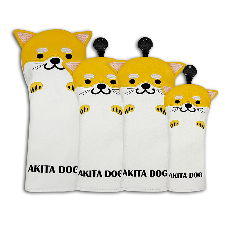Golf Equipment Set - ゴルフクラブヘッドカバーセット 犬の漫画柄 ドライバー フェアウェイウッド ハイブリッド かわいいデザイン