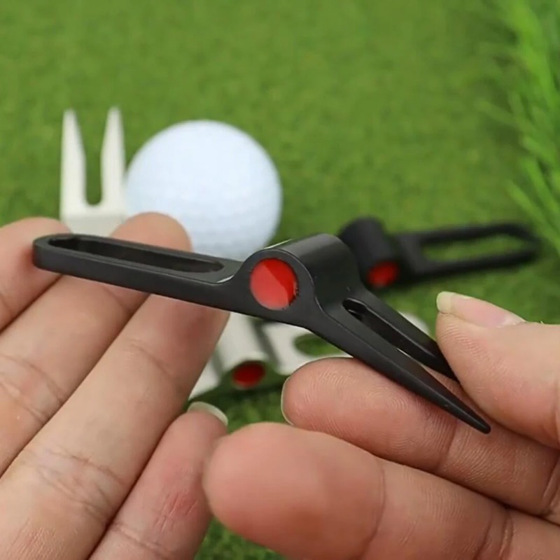 Divot Repair Tool - 1個入り メタルゴルフディボット修復ツール ピッチマークフォーク 芝生修復用プロング ゴルフ練習用ギフトアクセサリー