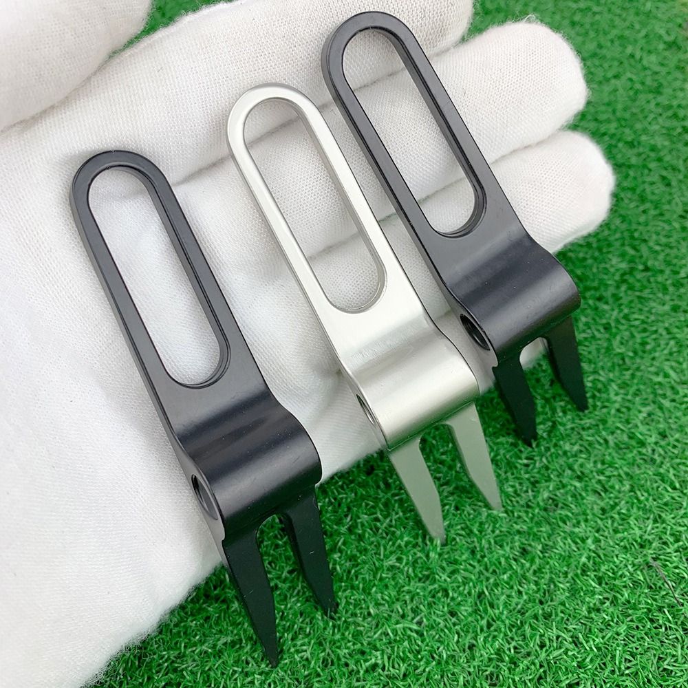 Divot Repair Tool - 亜鉛合金製ゴルフディボット修復ツール、ターフツール、ピッチフォーク、ゴルフフォーク、折りたたみ式リフティングホール付きゴルフディボットツール、ゴルフトレーニング用具