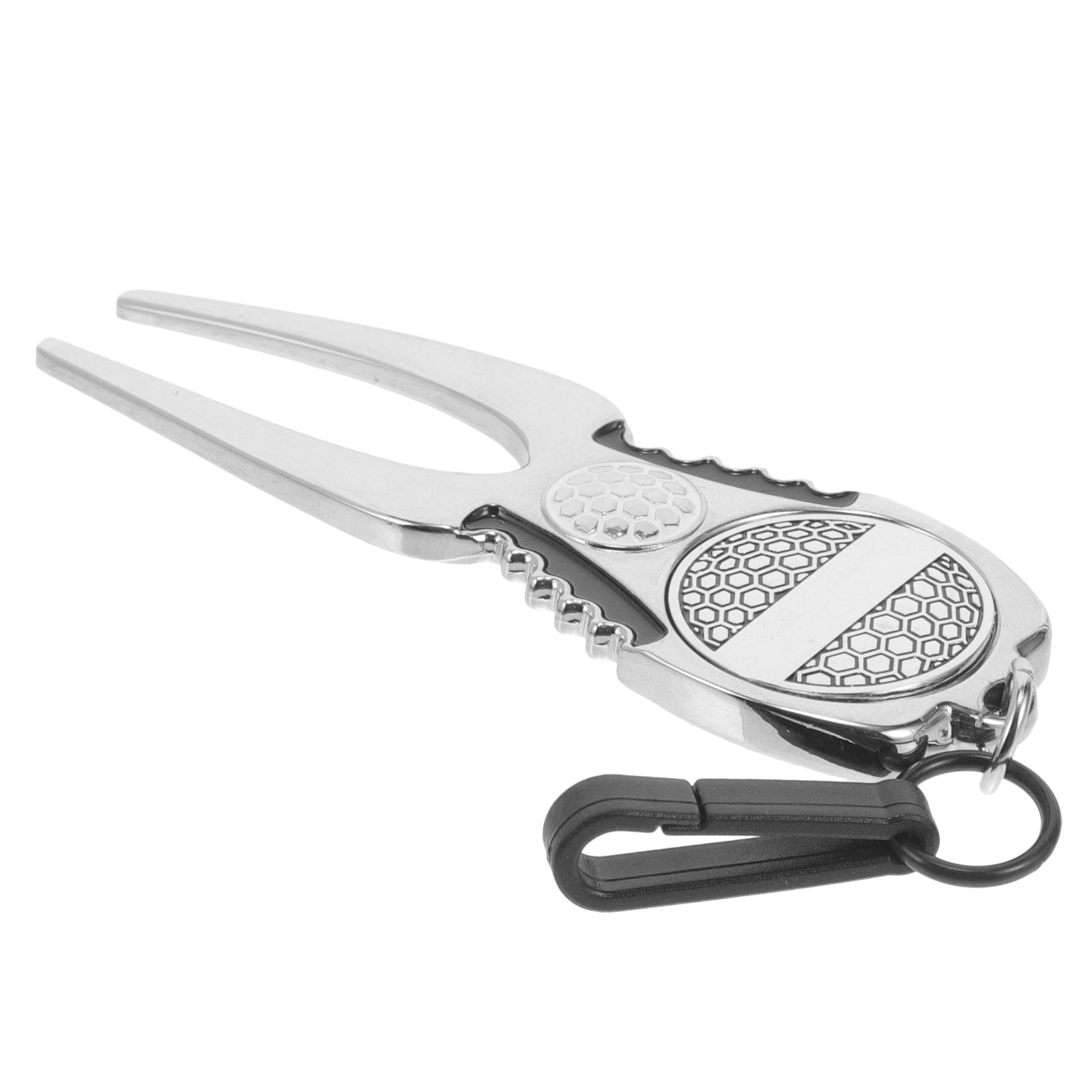 Divot Repair Tool - ゴルフ用ディボット補修ツール。アルミニウム合金製のフォークとボールマーカーが付属。耐摩耗性に優れたグリーン補修用アクセサリー。