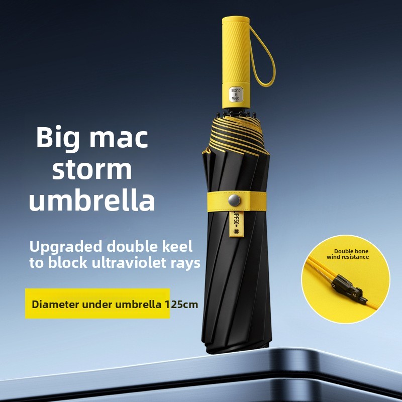 125CM三つ折り二層二重キール超大型メンズ傘日傘折りたたみ - Golf Umbrella Large のレビューと価格