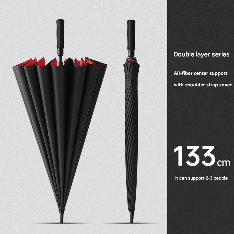 30インチ16本骨自動開閉式二重構造ゴルフ傘ロングハンドルス - Golf Umbrella Large のレビューと価格