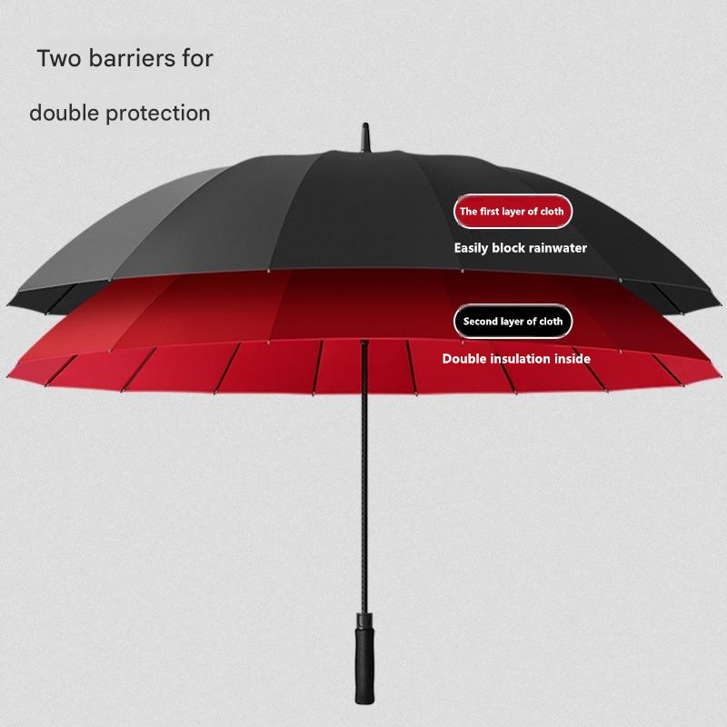 30インチ16本骨自動開閉式二重構造ゴルフ傘ロングハンドルス - Golf Umbrella Large のレビューと価格