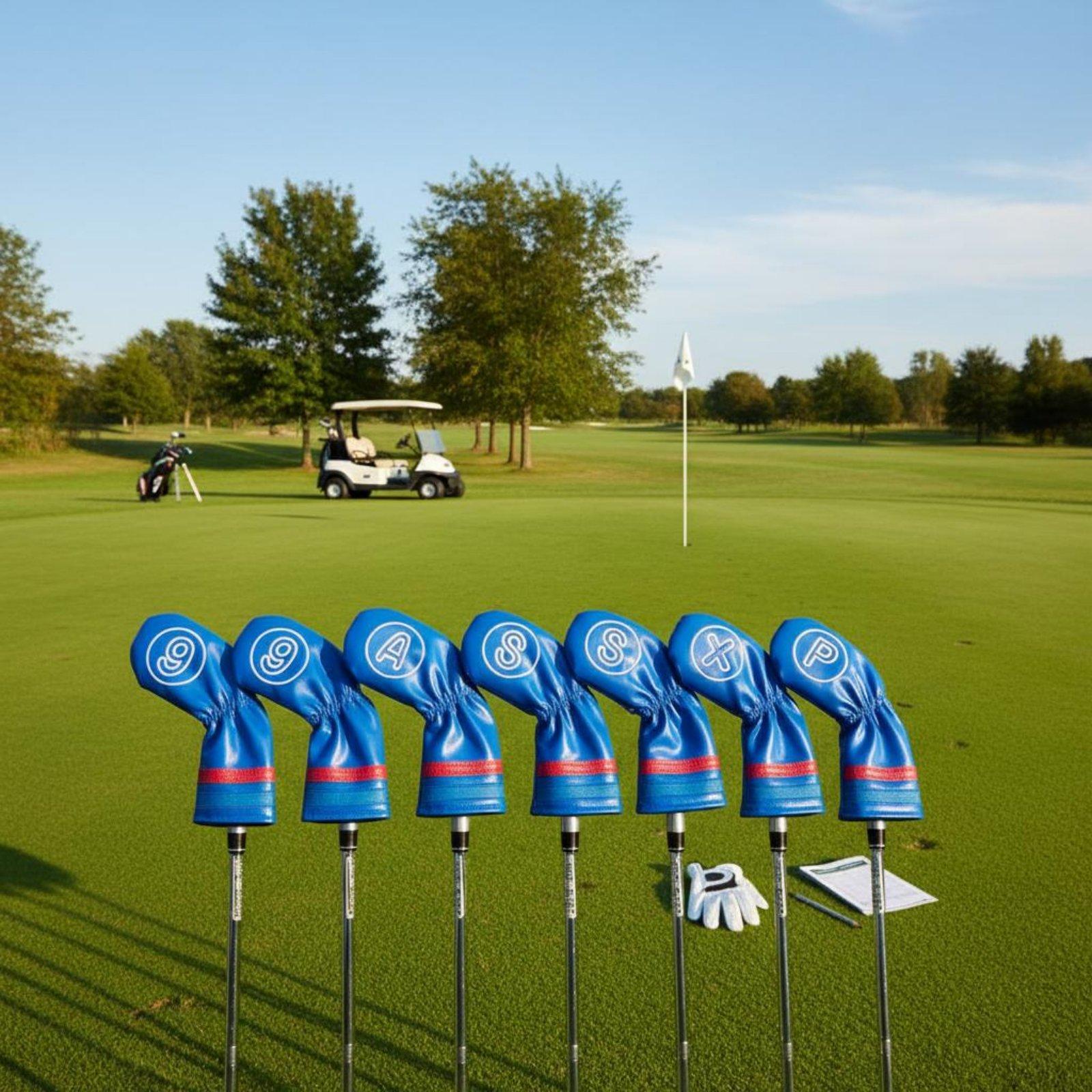 レザーゴルフクラブカバーセット 防水アイアンヘッドカバー 刺 - Golf Club Iron Set のレビューと価格
