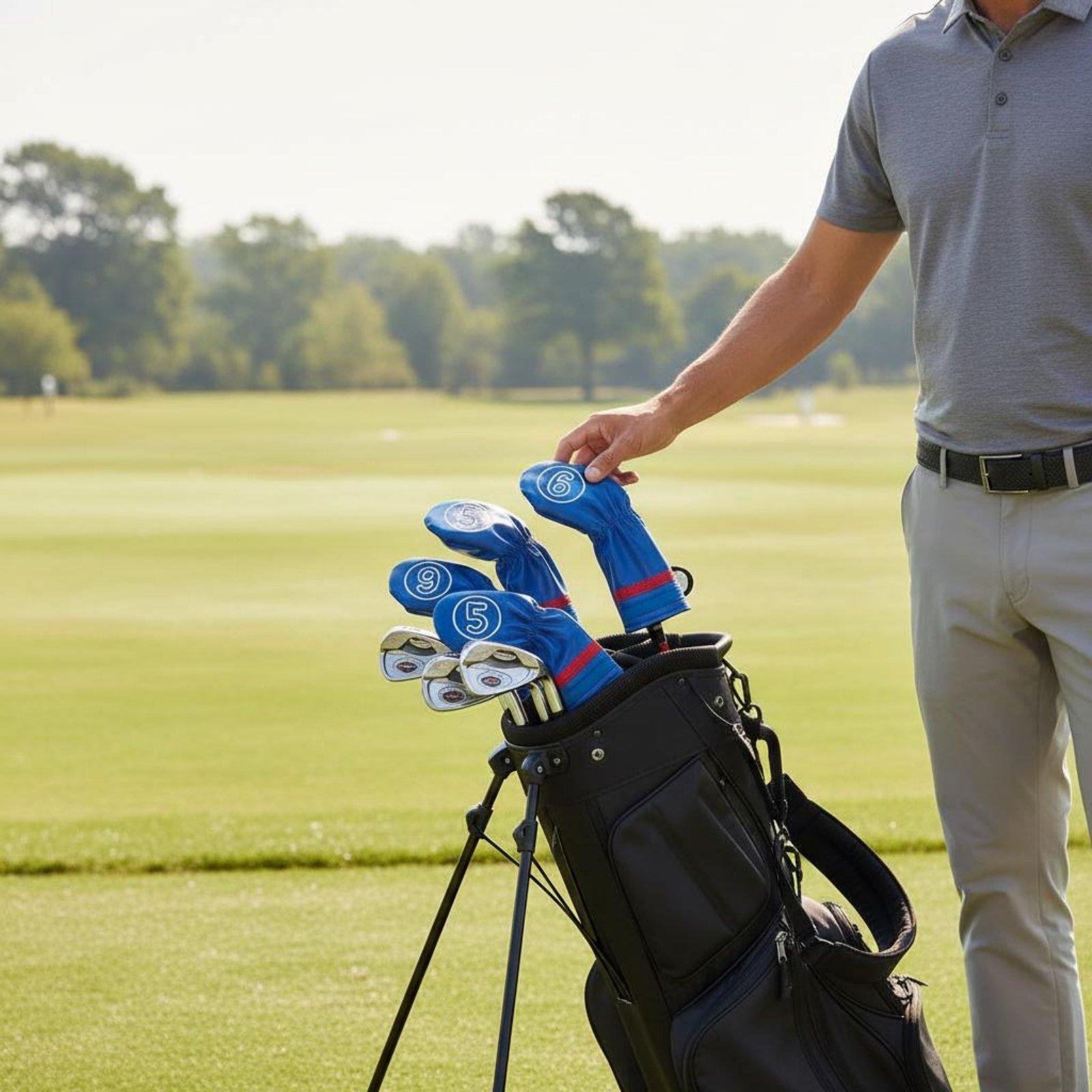 レザーゴルフクラブカバーセット 防水アイアンヘッドカバー 刺 - Golf Club Iron Set のレビューと価格
